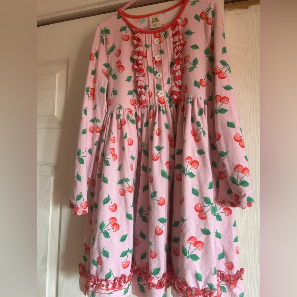 Cherry Print Pink Kids dress